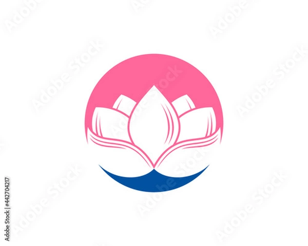 Fototapeta Lotus silhouette in the circle logo