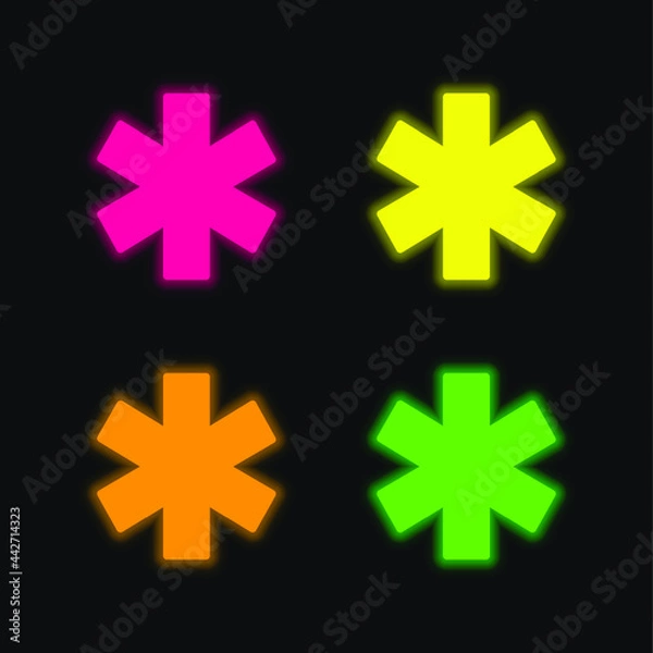 Fototapeta Ambulance four color glowing neon vector icon