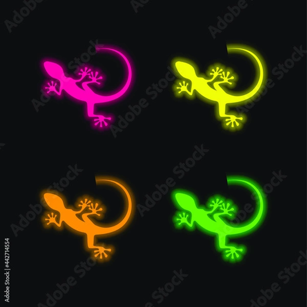 Fototapeta Animal four color glowing neon vector icon