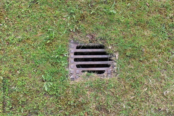 Fototapeta Drain In Grass Texture