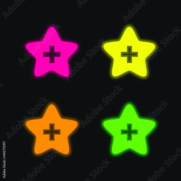 Fototapeta Add To Favorites four color glowing neon vector icon