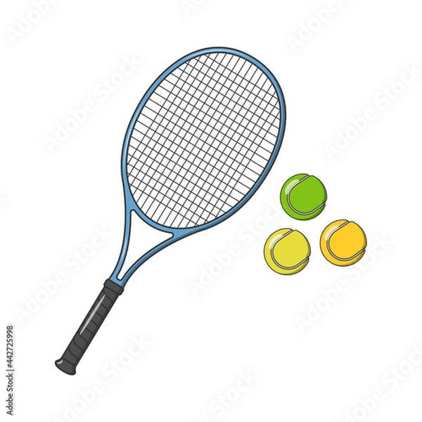 Fototapeta tennis racket and ball sport icon isolated and flat design vector illustration