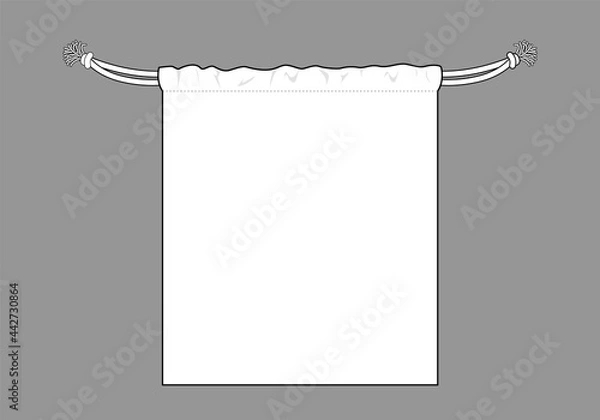 Obraz Blank White Drawstring Bag Template  on Gray Background, Vector File.