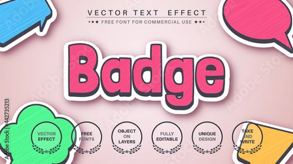 Fototapeta Badge - edit text effect, font style