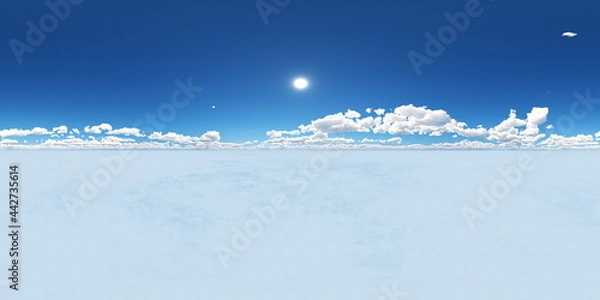 Fototapeta Seamless sky hdri panorama 360 degrees angle view with zenith and clouds for use as sky dome. 3d render illustration