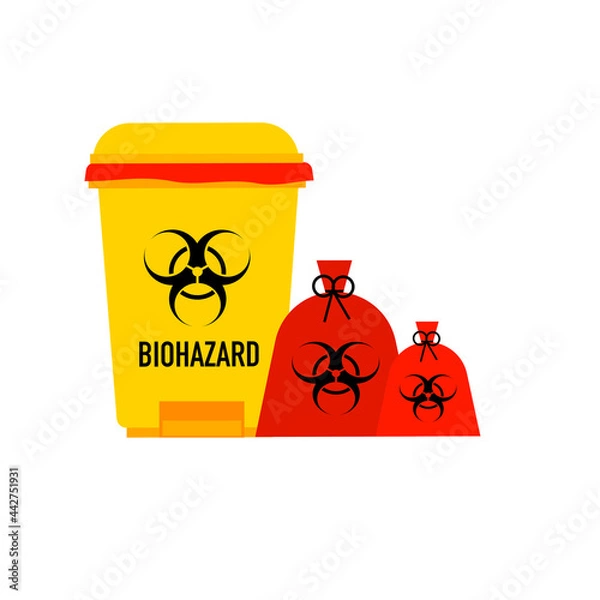 Obraz Biohazards waste icons. Biohazards trash and garbage bag.