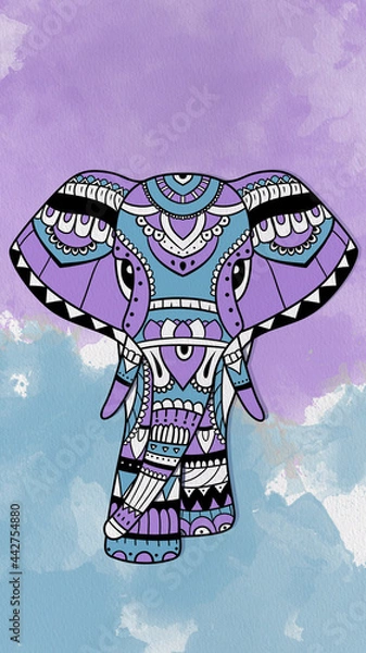 Obraz Mandala Elephant Wallpaper background in purple