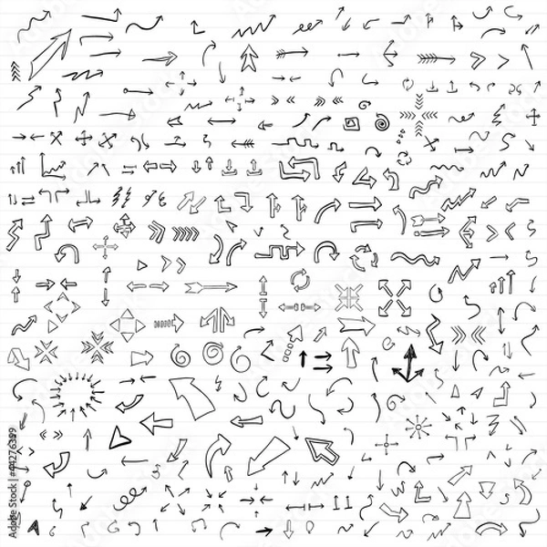 Obraz Vector hand drawn arrows set with black ink