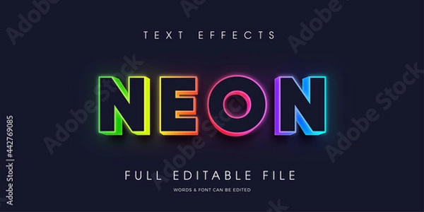 Obraz Modern Neon bright text effect  Full  editable text 