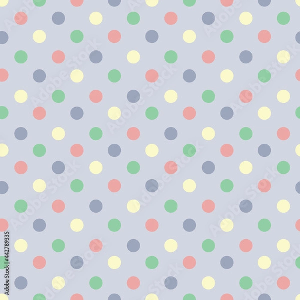 Obraz Colorful green blue pink dots on light blue repeat seamless pattern design