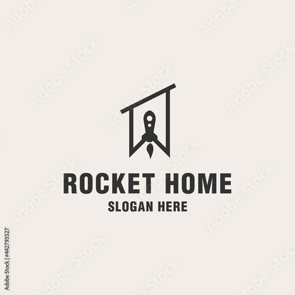 Obraz Rocket home logo template on monogram style