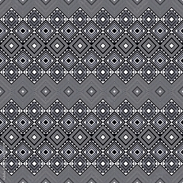Obraz Seamless Geometric Tribal Pattern in Gray Tones