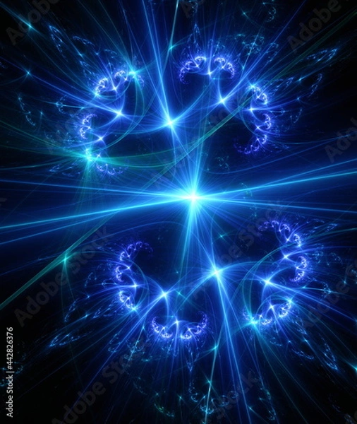 Fototapeta Abstract background, smooth multicolored lines on a black background.