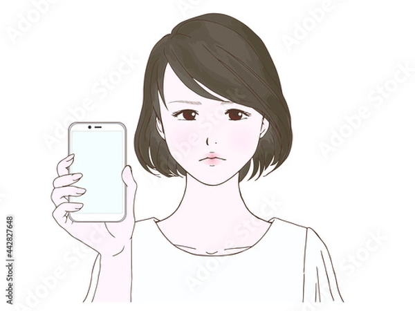 Fototapeta 夏服の女性_携帯電話_怒り顔