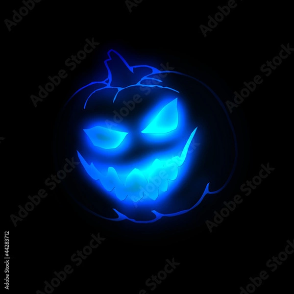 Obraz Halloween pumpkin blue neon