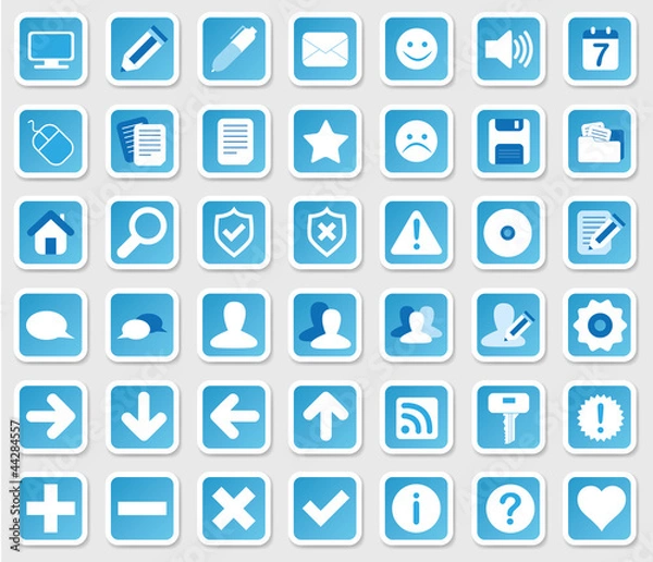 Obraz Web Icon Internet Set - blau - schatten