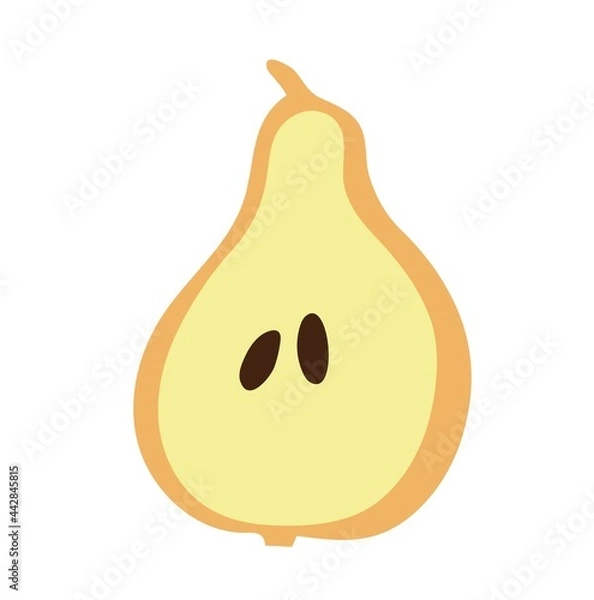 Fototapeta Half a yellow pear. Vector color illustration of fruit in flat style.