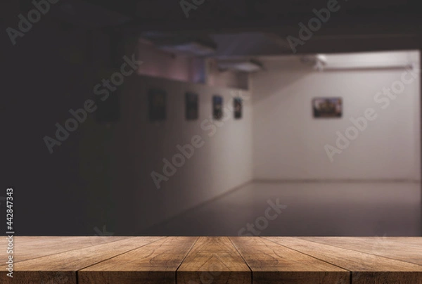 Fototapeta 3D rendering, wooden top table on isolate blurred background