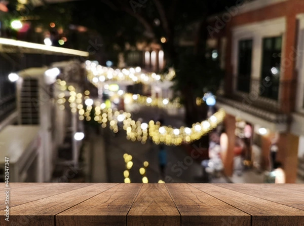 Fototapeta 3D rendering, wooden top table on isolate blurred background