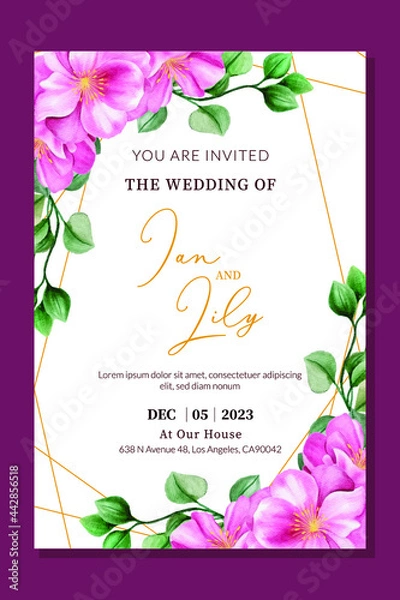Fototapeta Colorful watercolor background with flowers. Style with a copy for text. The backdrop for greeting cards, sales, advertisements, invitations, posters, banners, and placards.