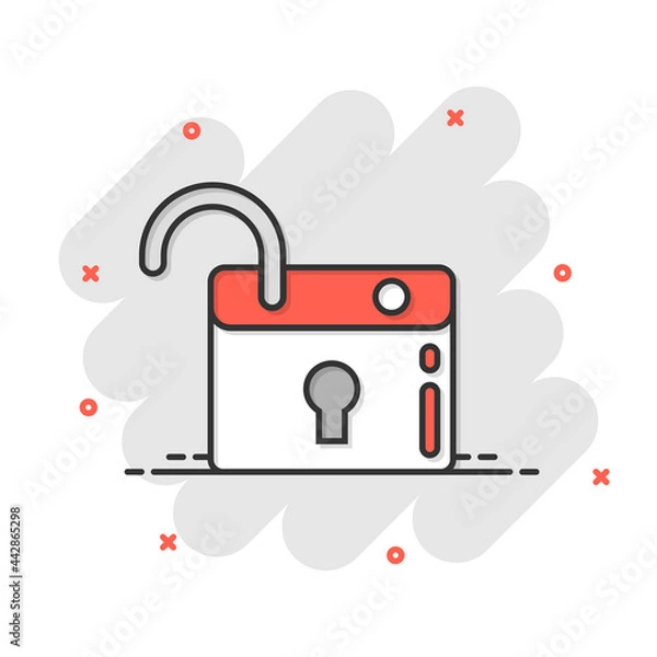 Fototapeta Locker icon in flat style. Padlock password vector illustration on white isolated background. Key unlock business concept.