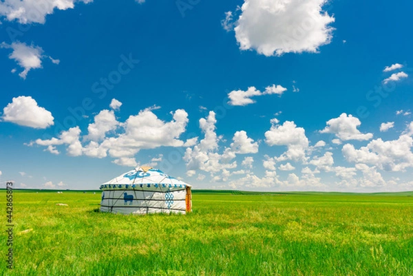 Obraz The traditional Mongolian tents on the Hulunbuir grassland in Inner Mongolia, China.