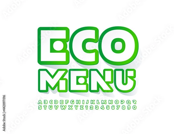 Fototapeta Vector creative concept Eco Menu with abstract Alphabet Letters and Numbers set. Sticker modern Font