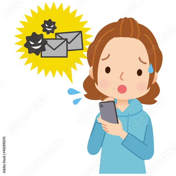 Fototapeta 迷惑メールに困る女性　表情