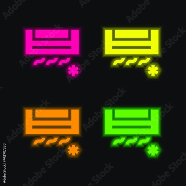 Fototapeta Air Conditioning four color glowing neon vector icon