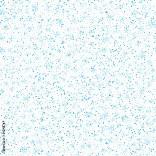 Obraz Hand Drawn blue Snowflakes Christmas Seamless Patt