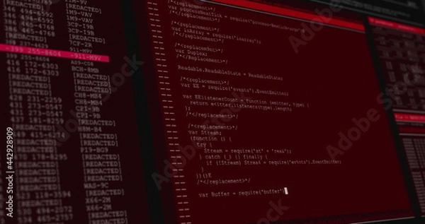 Obraz Image of data processing on red computer screens