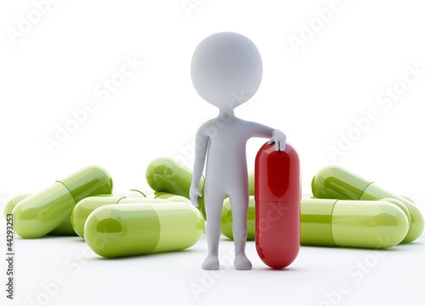 Obraz 3d humanoid character with a red capsule