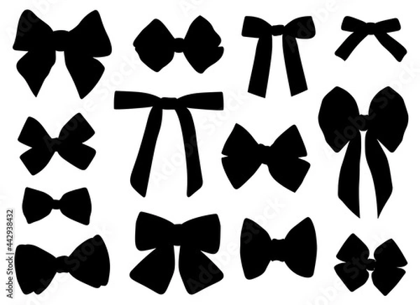 Obraz Set black bows silhouettes vector illustration	