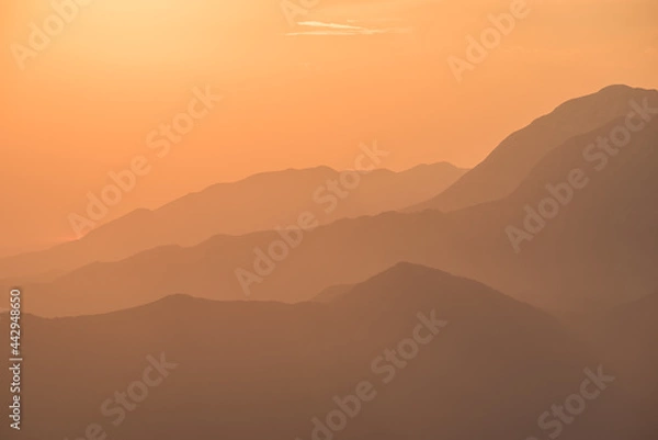 Obraz Sunset over Montenegrin mountains 