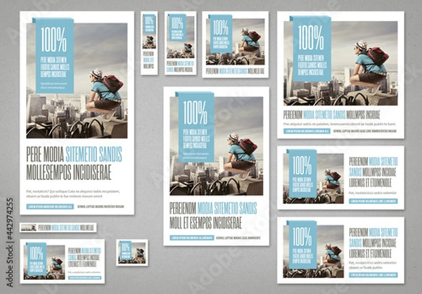 Fototapeta Social Media & Web Banners Templates in Pale Blue and Light Gray