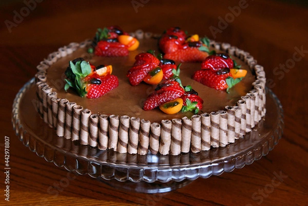 Obraz chocolate cake with strawberries