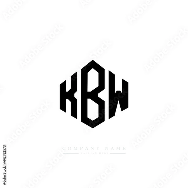 Fototapeta KBW letter logo design with polygon shape. KBW polygon logo monogram. KBW cube logo design. KBW hexagon vector logo template white and black colors. KBW monogram, KBW business and real estate logo. 