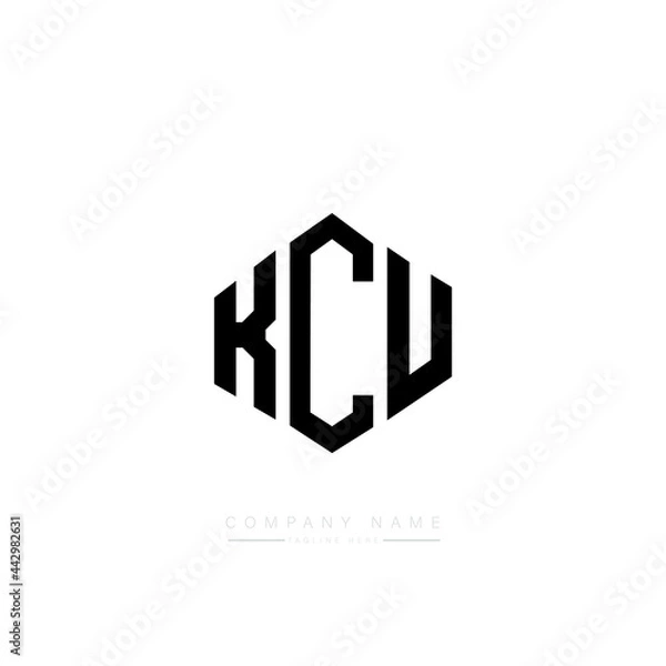 Fototapeta KCU letter logo design with polygon shape. KCU polygon logo monogram. KCU cube logo design. KCU hexagon vector logo template white and black colors. KCU monogram, KCU business and real estate logo. 