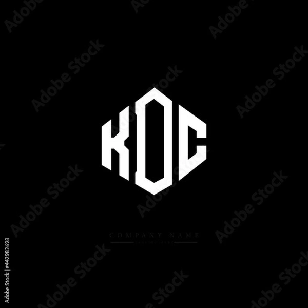 Fototapeta KDC letter logo design with polygon shape. KDC polygon logo monogram. KDC cube logo design. KDC hexagon vector logo template white and black colors. KDC monogram, KDC business and real estate logo. 