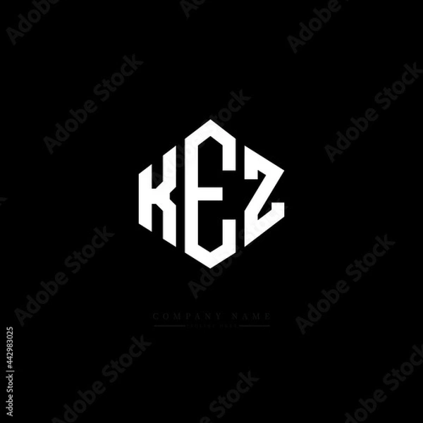 Fototapeta KEZ letter logo design with polygon shape. KEZ polygon logo monogram. KEZ cube logo design. KEZ hexagon vector logo template white and black colors. KEZ monogram, KEZ business and real estate logo. 