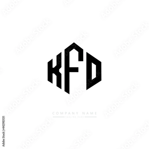 Fototapeta KFO letter logo design with polygon shape. KFO polygon logo monogram. KFO cube logo design. KFO hexagon vector logo template white and black colors. KFO monogram, KFO business and real estate logo. 