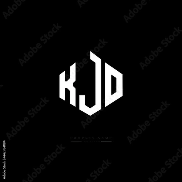 Fototapeta KJO letter logo design with polygon shape. KJO polygon logo monogram. KJO cube logo design. KJO hexagon vector logo template white and black colors. KJO monogram, KJO business and real estate logo. 