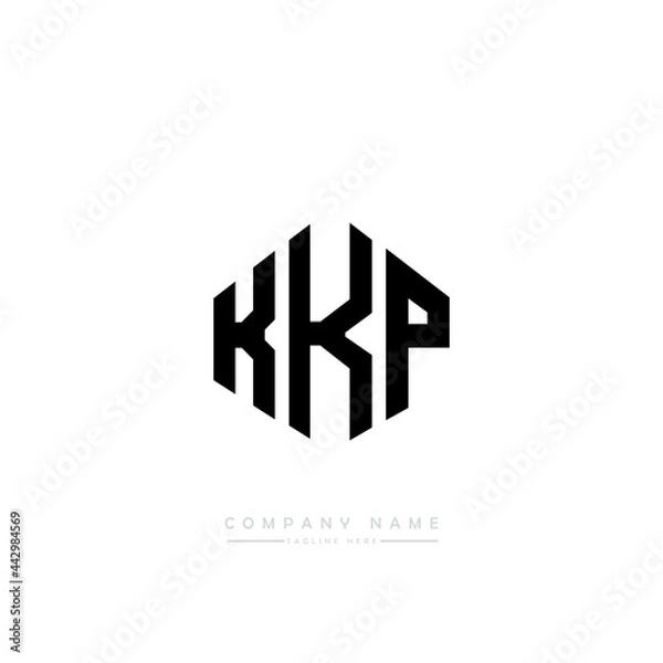 Fototapeta KKP letter logo design with polygon shape. KKP polygon logo monogram. KKP cube logo design. KKP hexagon vector logo template white and black colors. KKP monogram, KKP business and real estate logo. 