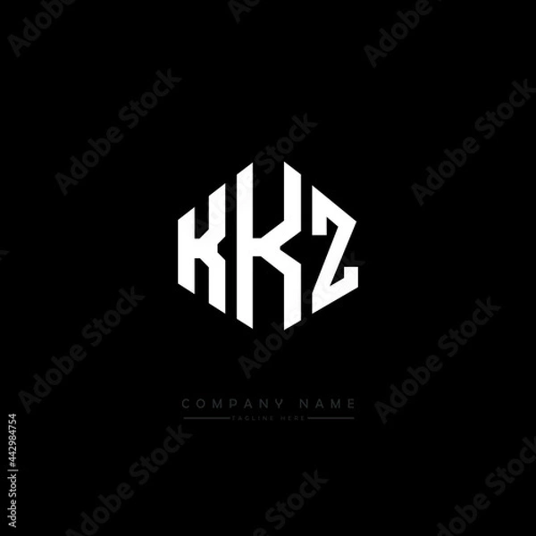 Fototapeta KKZ letter logo design with polygon shape. KKZ polygon logo monogram. KKZ cube logo design. KKZ hexagon vector logo template white and black colors. KKZ monogram, KKZ business and real estate logo. 