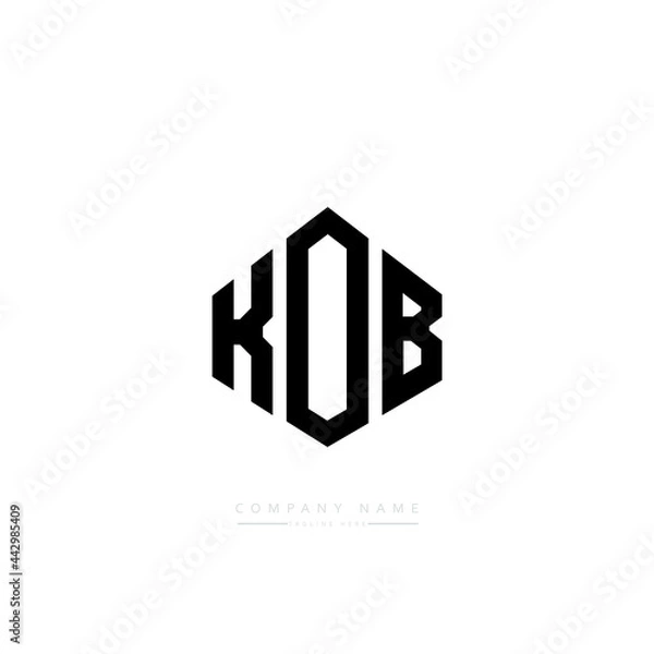 Fototapeta KOB letter logo design with polygon shape. KOB polygon logo monogram. KOB cube logo design. KOB hexagon vector logo template white and black colors. KOB monogram, KOB business and real estate logo. 