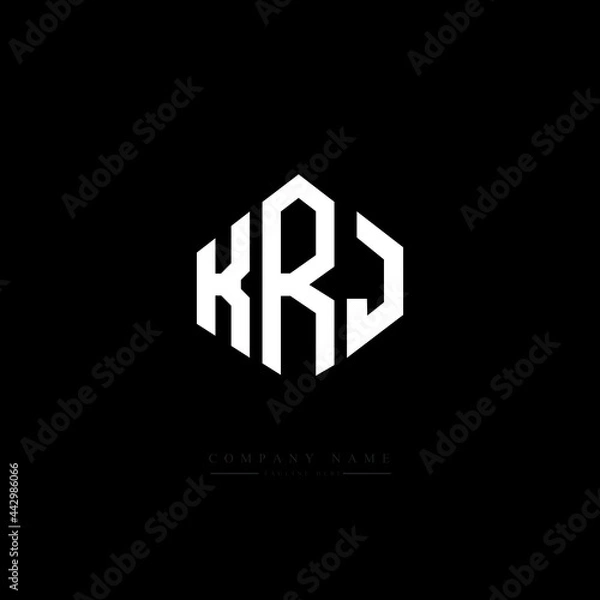 Fototapeta KRJ letter logo design with polygon shape. KRJ polygon logo monogram. KRJ cube logo design. KRJ hexagon vector logo template white and black colors. KRJ monogram, KRJ business and real estate logo. 