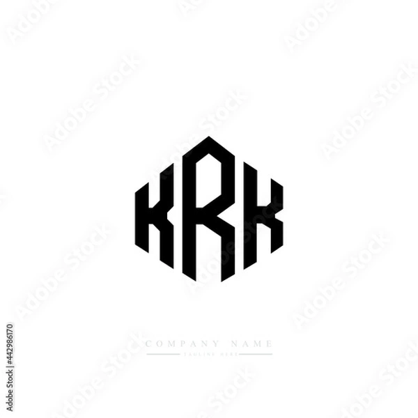 Fototapeta KRK letter logo design with polygon shape. KRK polygon logo monogram. KRK cube logo design. KRK hexagon vector logo template white and black colors. KRK monogram, KRK business and real estate logo. 