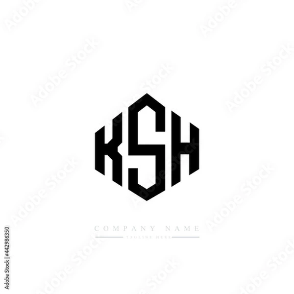 Fototapeta KSH letter logo design with polygon shape. KSH polygon logo monogram. KSH cube logo design. KSH hexagon vector logo template white and black colors. KSH monogram, KSH business and real estate logo. 