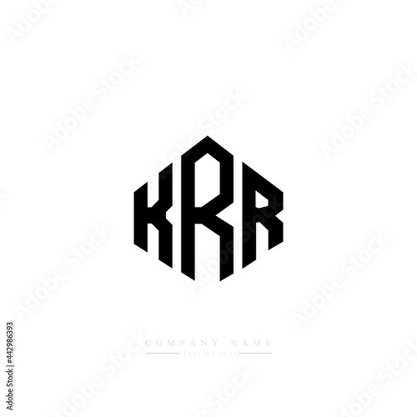 Fototapeta KRR letter logo design with polygon shape. KRR polygon logo monogram. KRR cube logo design. KRR hexagon vector logo template white and black colors. KRR monogram, KRR business and real estate logo. 