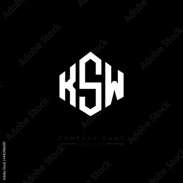 Fototapeta KSW letter logo design with polygon shape. KSW polygon logo monogram. KSW cube logo design. KSW hexagon vector logo template white and black colors. KSW monogram, KSW business and real estate logo. 